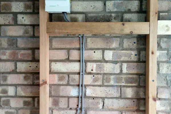 Garage - Electrical wiring first fix with closed consumer unit and a junction
